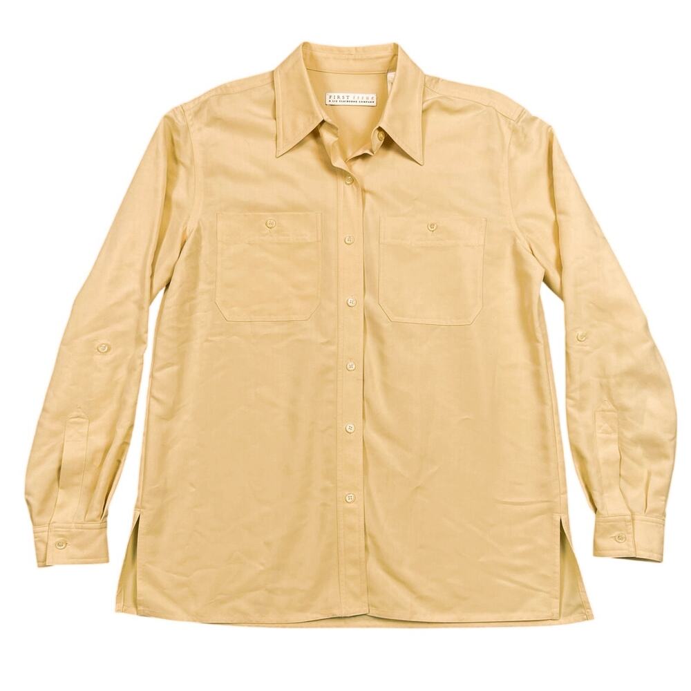 First Issue Liz Claiborne Button Down Shirt Peach Utility Blouse - S
